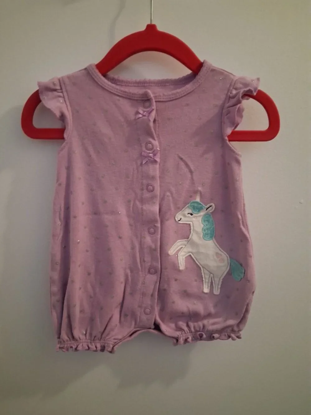 Child of Mine Unicorn Body Suit Purple Baby Girl Size 0-3 Months